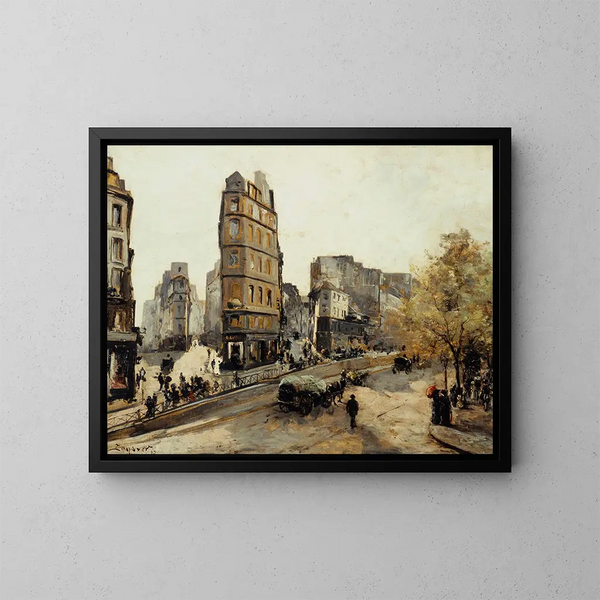 Les rues de la Lune Beauregard et de Clry vues de la porte Saint-Denis - Emmanuel Lansyer — kehystetty taideteos seinällä
