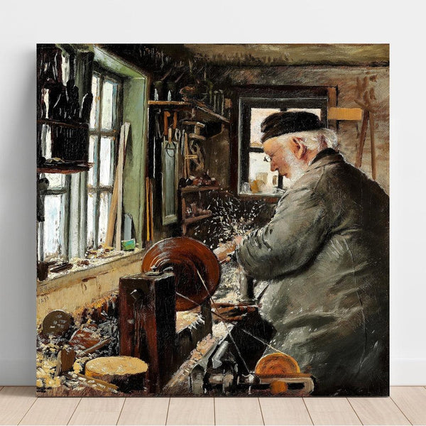 Maalauksen jäljennös En Drejer ved sin Drejebænk - Laurits Andersen Ring