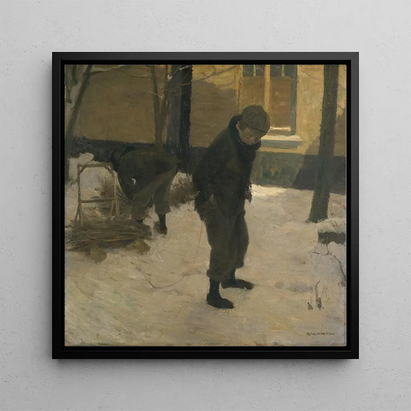Enfant avec traîneau - Charles Mertens