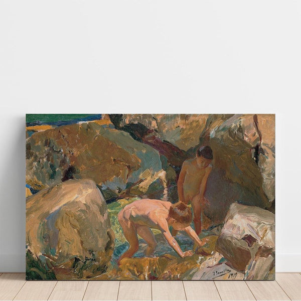 Maalauksen jäljennös Lasten keräilemässä simpukoita - Joaquín Sorolla