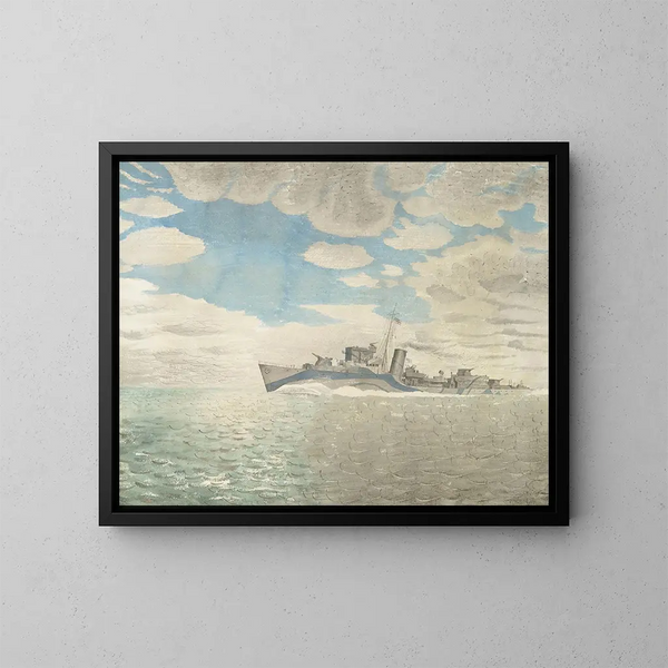 HMS Tetcott - Eric Ravilious — kehystetty taideteos seinällä