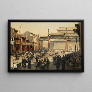 Erich Kips - Belebte Pekinger Straenszene vor dem Quianmen Tor.webp