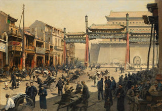 Erich Kips - Belebte Pekinger Straenszene vor dem Quianmen Tor.webp