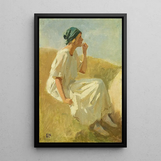 Erik Henningsen - Siddende ung pige med grnt trklde.webp