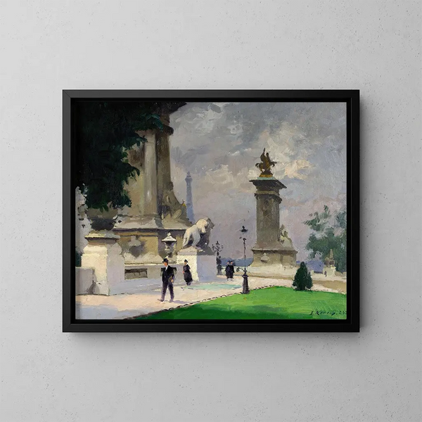 L'Entrée du Pont Alexandre III - Ernest Jules Renoux — kehystetty taideteos seinällä
