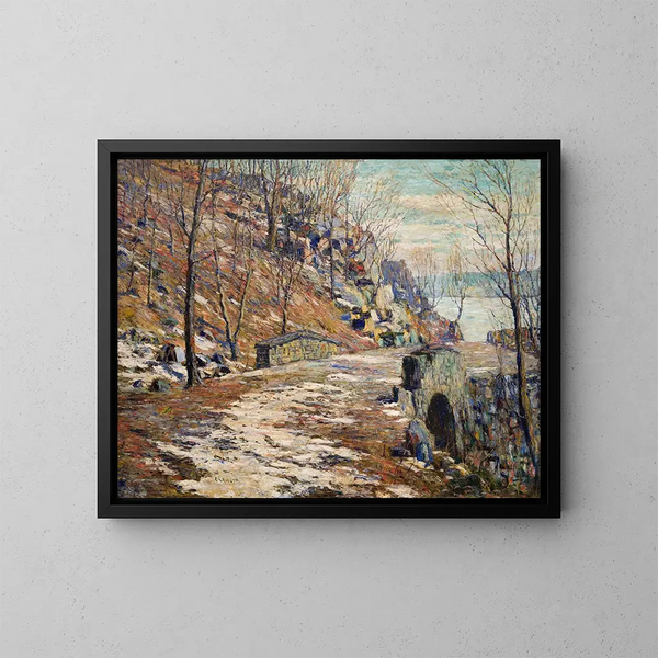 Route le long des Palissades - Ernest Lawson — kehystetty taideteos seinällä