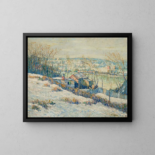Talvi Harlem-joella yläjuoksulla - Ernest Lawson — kehystetty taideteos seinällä