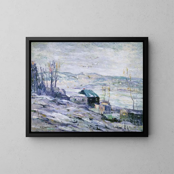 Tuulinen päivä Bronx-joella - Ernest Lawson — kehystetty taideteos seinällä