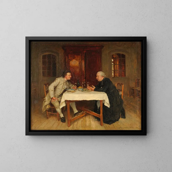 Le vin du curé - Ernest Meissonier — kehystetty taideteos seinällä