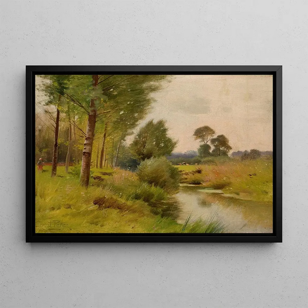 Housatonic-joen varrella Connecticutissa - Ernest Parton — kehystetty taideteos seinällä