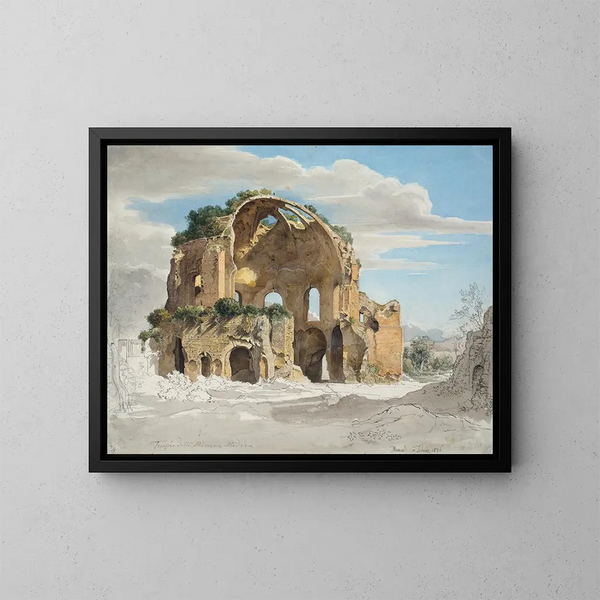 Temple de Minerve Médica à Rome - Ernst Fries — kehystetty taideteos seinällä