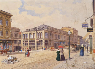 Ernst Graner - Die Schwendergasse In Wien Mit Schwenders Colosseum.webp