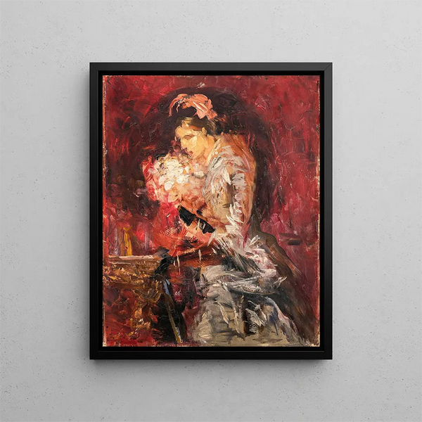 Croquis de la Dame au bouquet - Ernst Josephson — kehystetty taideteos seinällä