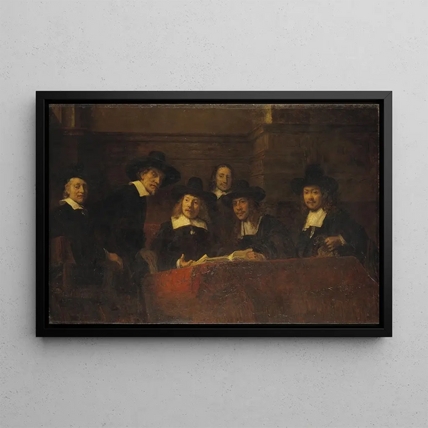 Rembrandt'n mukaan tehty Staalmeesters-maalaus - Ernst Josephson — kehystetty taideteos seinällä