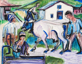 Ernst Ludwig Kirchner - Bauern mit Kuh.webp