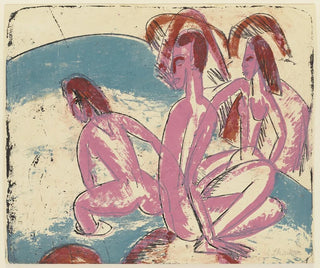 Ernst Ludwig Kirchner - Drei Badende an Steinen Fehmarn.webp