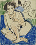 Kyykistyneestä kirjan kanssa - Ernst Ludwig Kirchner — näkymä teoksesta