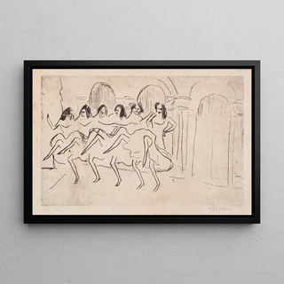 Ernst Ludwig Kirchner - Sechs Tnzerinnen vor Bogendekoration Englisches Ensemble.webp