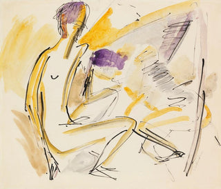 Akti istuessa ja makuulla rannalla - Ernst Ludwig Kirchner — näkymä teoksesta