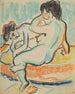 Istuma-asennossa ja makuuasennossa sängyllä - Ernst Ludwig Kirchner — näkymä teoksesta