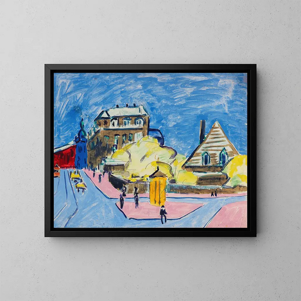 Näkymä kadulta Dresdenissä - Ernst Ludwig Kirchner — kehystetty taideteos seinällä