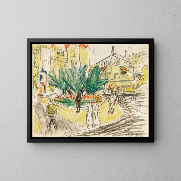 Le bosquet d'Albertplatz à Dresde - Ernst Ludwig Kirchner — kehystetty taideteos seinällä