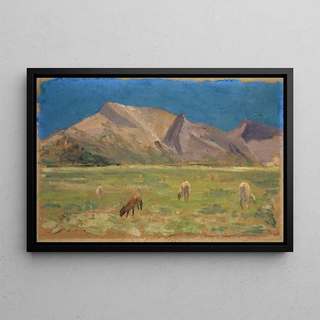 Ernst Schiess - Grazing Sheep in front of Bare Hills.webp