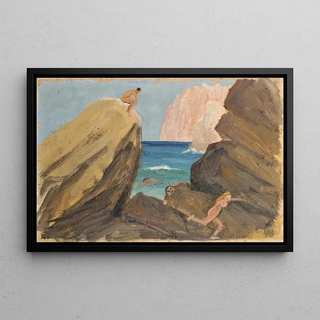 Ernst Schiess - Pursuit at a Rocky Coastal Line.webp