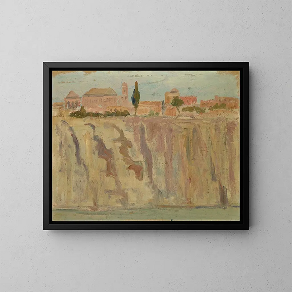 Tolède sur la rive du Tage - Ernst Schiess — kehystetty taideteos seinällä