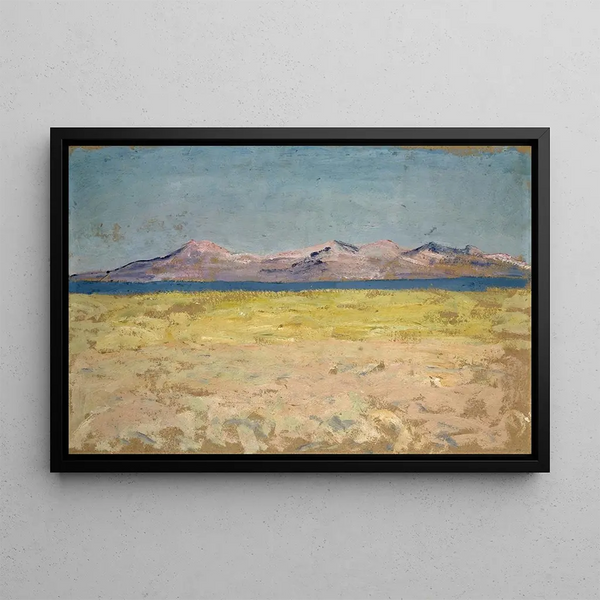 Ernst Schiess - Ufergefilde mit schmalem Meeresarm und fernem Hgelzug.webp