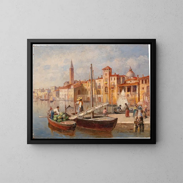 Port italien - Ernst Stache — kehystetty taideteos seinällä
