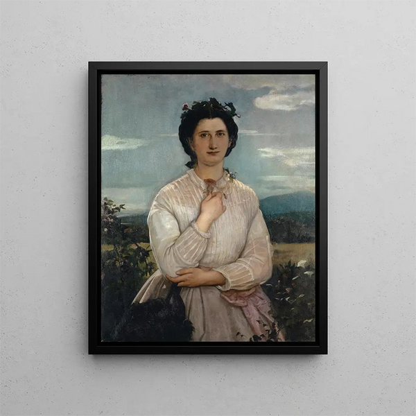 Marie Elisabeth Brüstleinin muotokuavasta, taiteilijan tulevasta vaimosta - Ernst Stückelberg — kehystetty taideteos seinällä