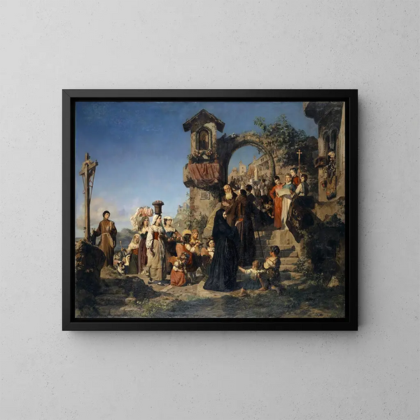 La fête de Sainte Marie dans les montagnes sabines - Ernst Stückelberg — kehystetty taideteos seinällä