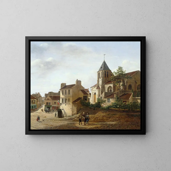 Saint-Germain-des-Présin kirkon näkymä - Étienne Bouhot — kehystetty taideteos seinällä