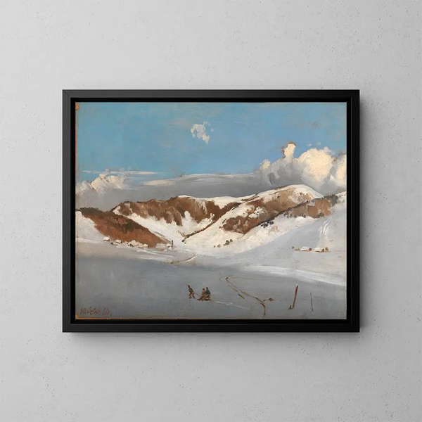 Le Herzogenhorn dans la neige fraîche - Eugen Bracht — kehystetty taideteos seinällä