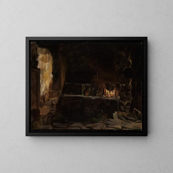 Troupeau dans la maison de Thomahaus à Bernau - Eugen Bracht — kehystetty taideteos seinällä