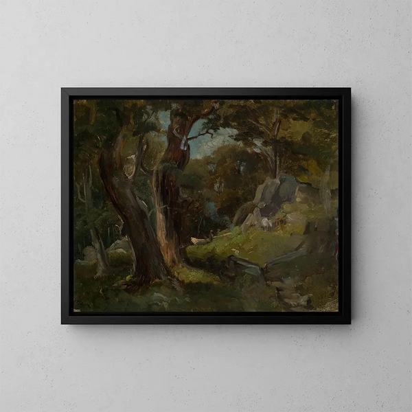 Clairière forestière avec des chevaux - Eugen Bracht — kehystetty taideteos seinällä