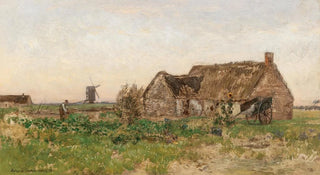 Eugen Jettel - Bauernhuser mit Windmhle.webp