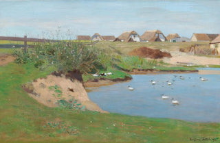 Eugen Jettel - Farmhouses and a duck pond in Staatz.webp