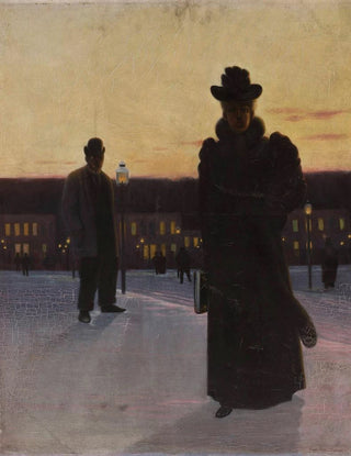 Eugeniusz Ludwik DbrowaDbrowski - Street scene at dusk.webp