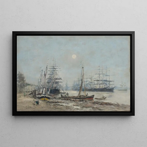 Bordeaux Trois-Mâts satamassa - Eugène Boudin — kehystetty taideteos seinällä
