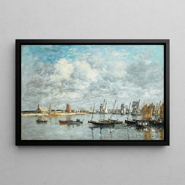 Camaretin maalaus, satama - Eugène Boudin — kehystetty taideteos seinällä