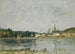 Caudebec-en-Caux'n maalaus, Seine-joen laituri - Eugène Boudin — näkymä teoksesta