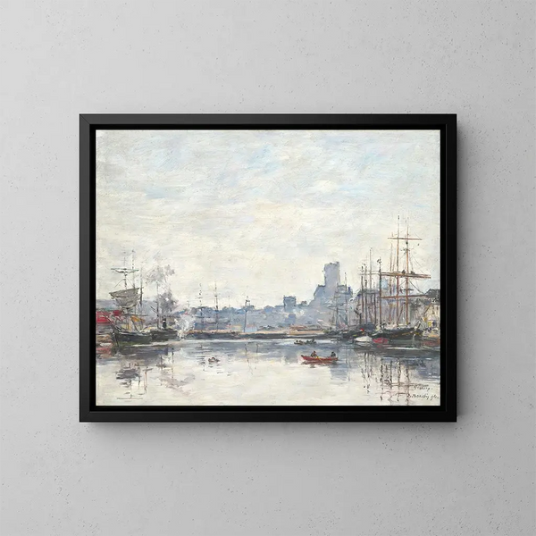 Le Port par temps de brouillard - Eugène Boudin — kehystetty taideteos seinällä