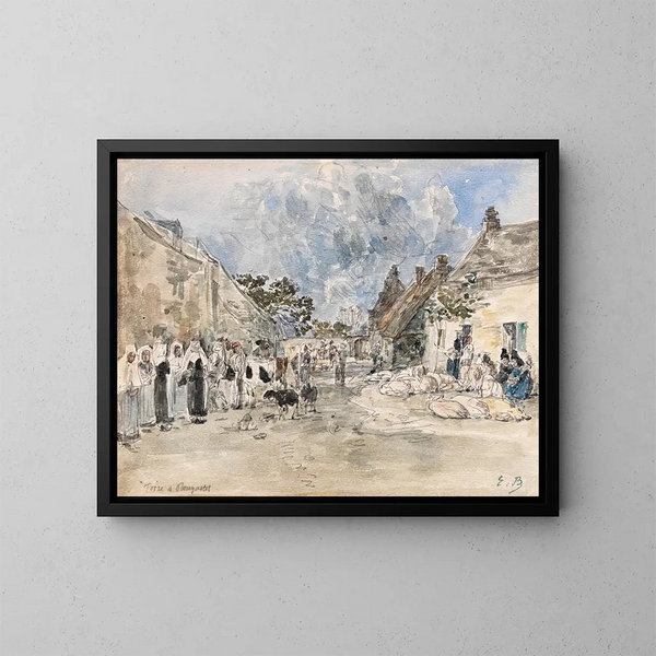 Foire de Plougastel - Eugène Boudin — kehystetty taideteos seinällä
