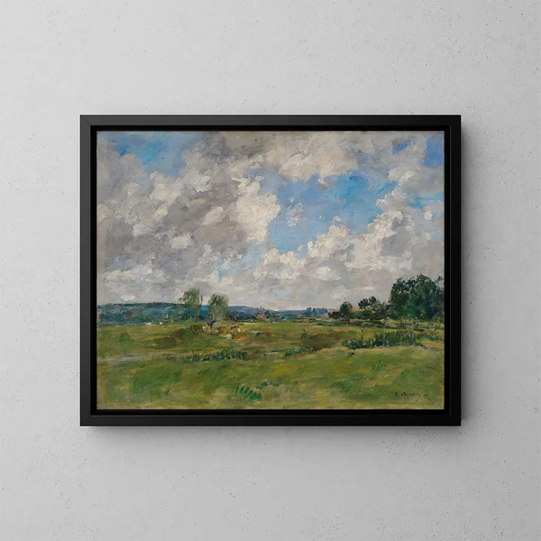 La vallée de la Touques - Eugène Boudin — kehystetty taideteos seinällä
