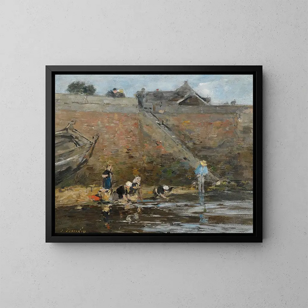 Laveuses au bord d'une rivière - Eugène Boudin — kehystetty taideteos seinällä