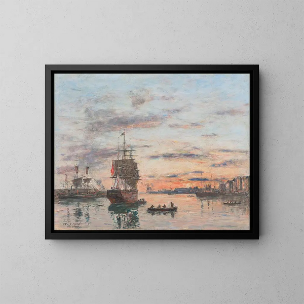 Le Havre, tulevaisuuden satama - Eugène Boudin — kehystetty taideteos seinällä