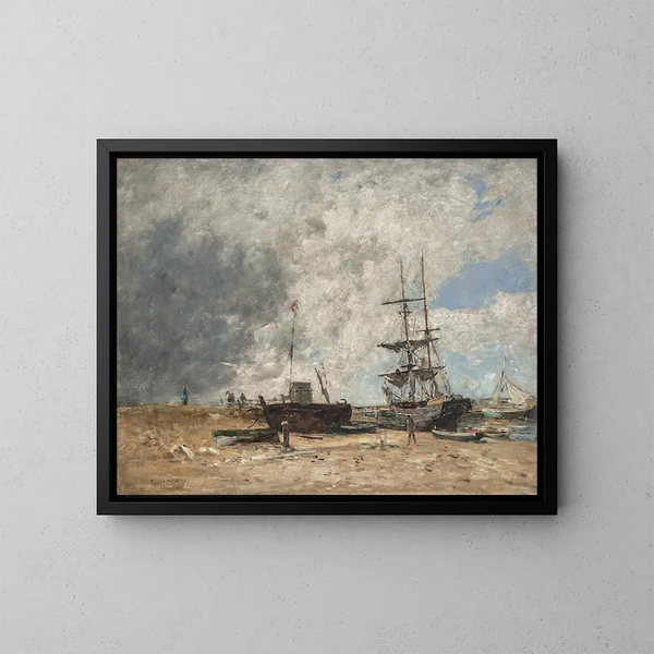 Le rivage de Trouville, marée basse - Eugène Boudin — kehystetty taideteos seinällä