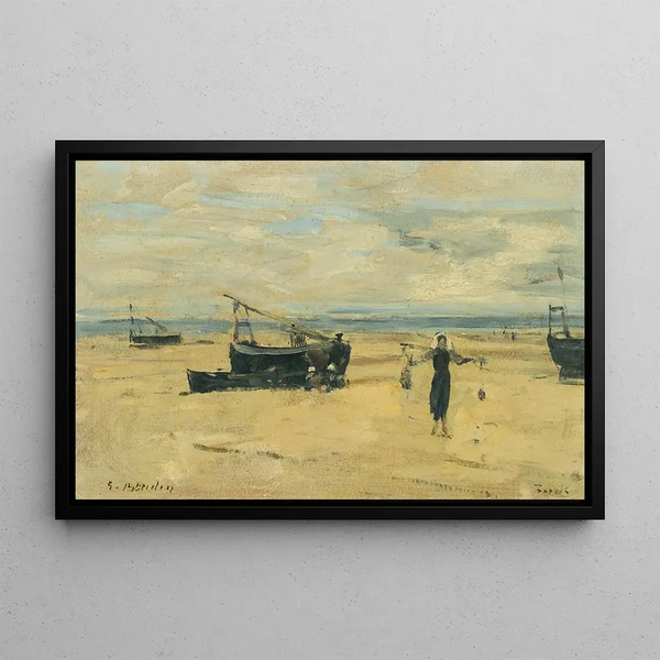 Rannalla ajelehtineet - Eugène Boudin — kehystetty taideteos seinällä